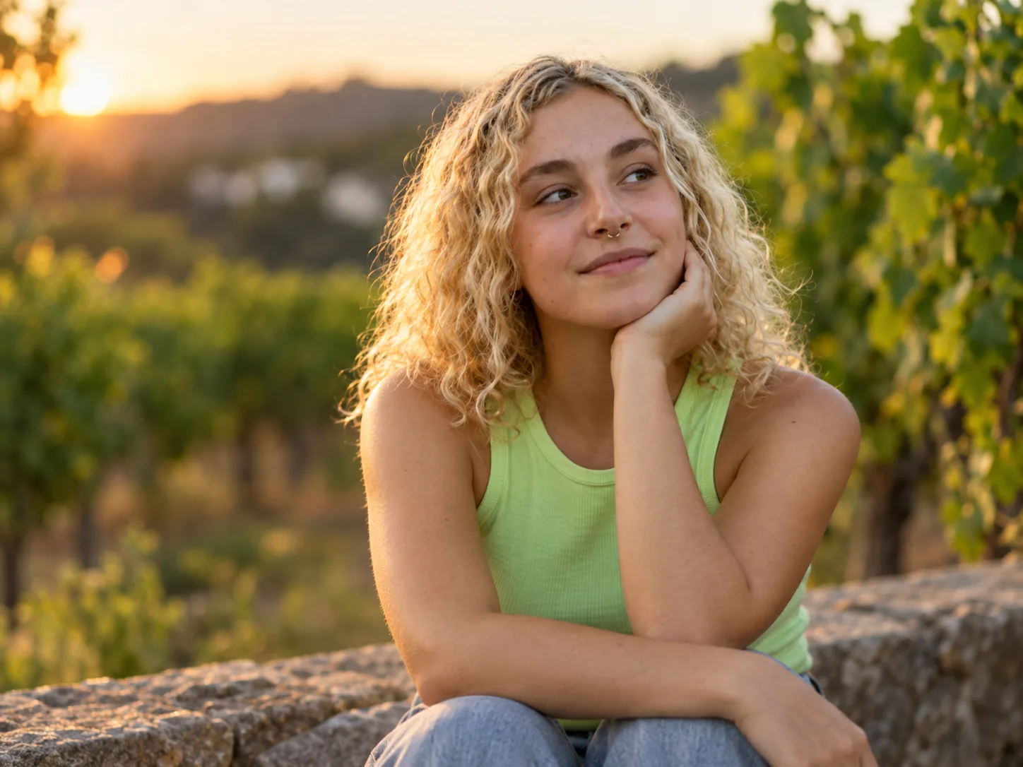 Young woman pausing to notice how she is doing
